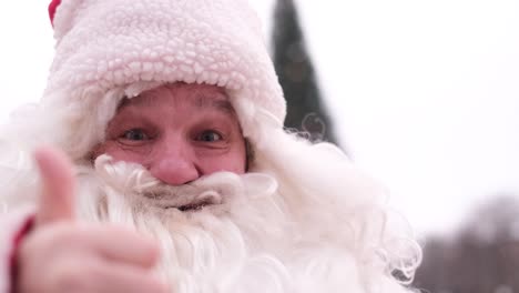 Close up of Happy Santa Claus Showing Thumb up Close up of Happy Santa Claus Showing Thumb up Emotion of Happiness and Joy Holiday Atmosphere Happy New Year 2023 and Merry Christmas Video