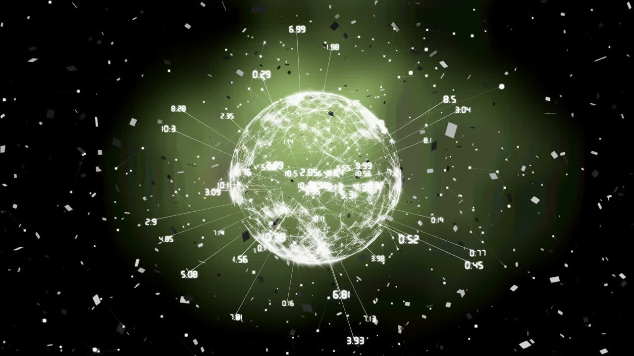 анимация глобуса с цифрами на черном фоне