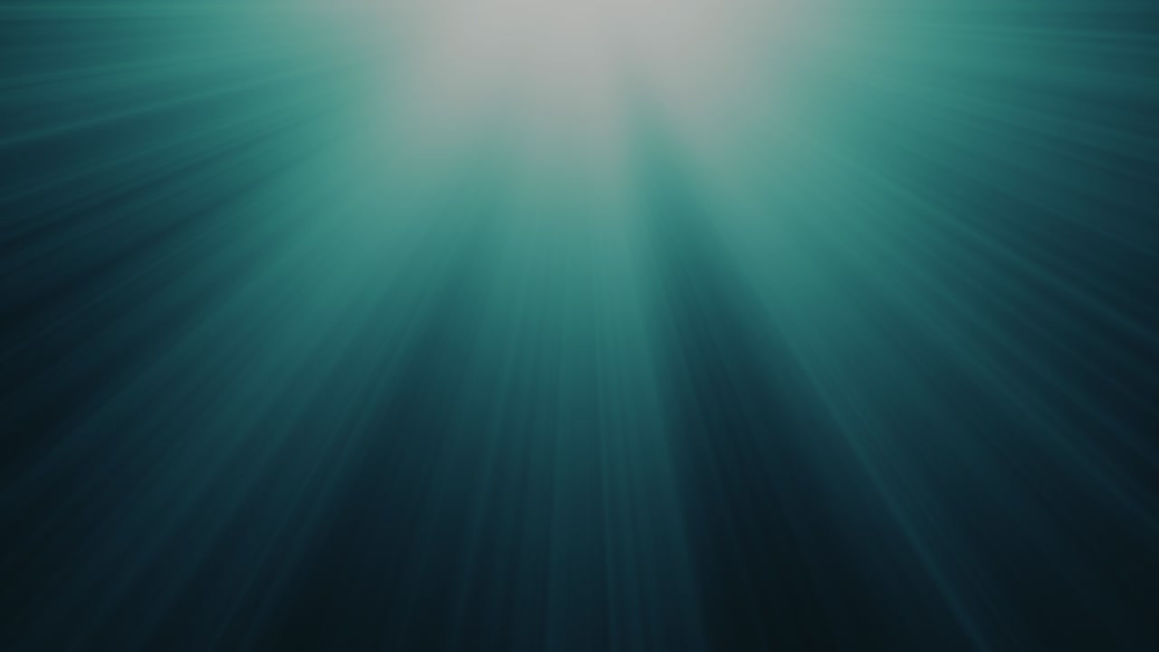 4K 3D Looped Dark Green Blue Background Animation Motion Graphics with Volume Light Rays. Abstract shine of sun animation ocean light background. Neutral Seamless loop footage. Sunlight rays shining.