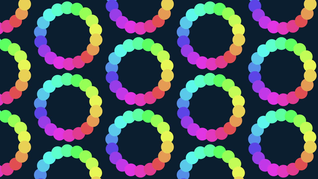 검은색 배경에 치는 원의 무지개 나선형 패턴