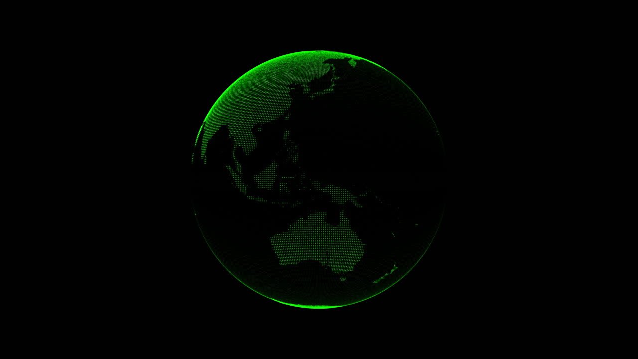 globo terrestre digital con puntos verdes