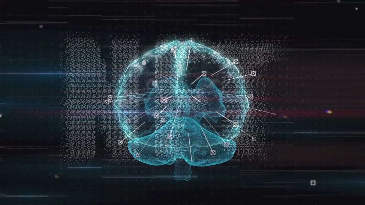 Animation of brain over nft on black background