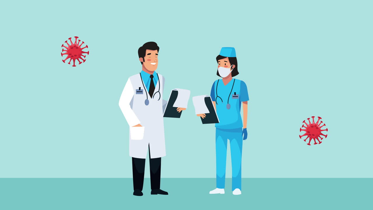 медсестра в медицинской маске и врач профилактика covid-19