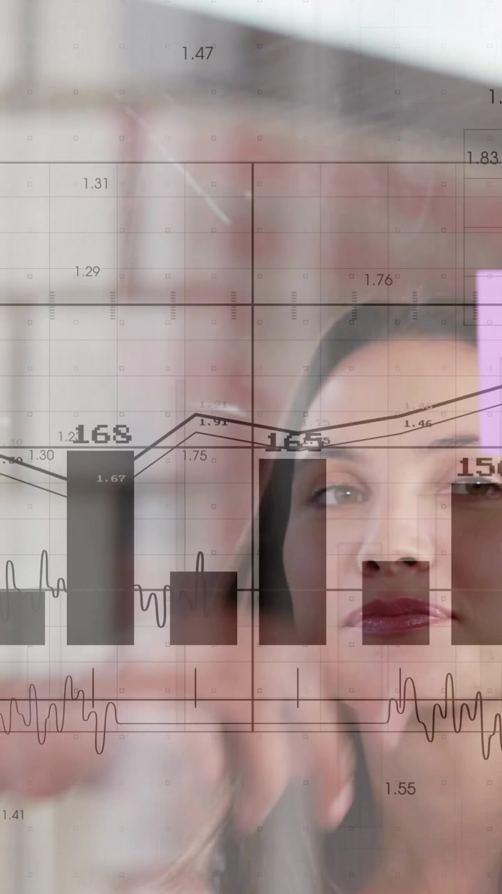 Animazione dell'elaborazione di dati finanziari su diverse persone in ambito business