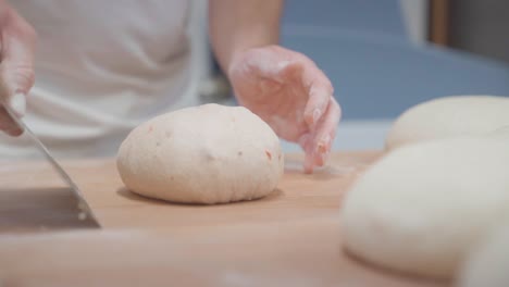 bread with tomato making process in a bakery