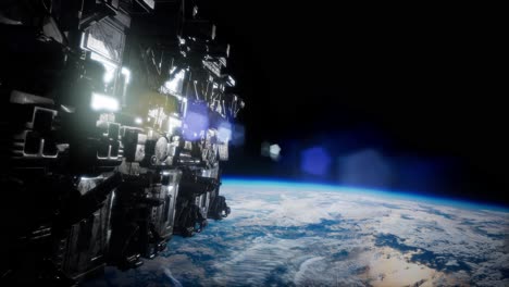 nave espacial con vista al espacio y al planeta tierra