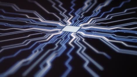 el dedo humano activa una computadora de inteligencia artificial futurista
