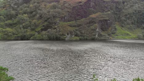 Volando-A-Través-De-Los-árboles-Con-Vistas-A-Un-Lago-En-Irlanda