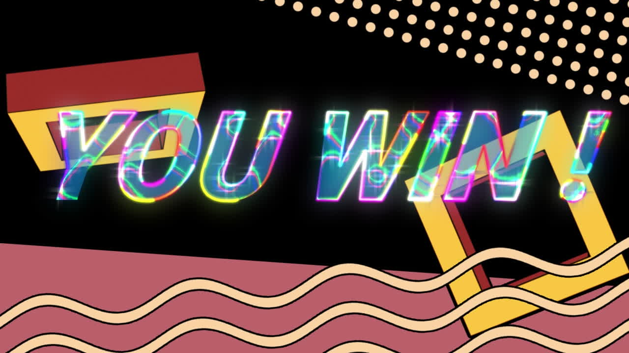 검은색 배경의 모양 위에 텍스트를 이기는 애니메이션