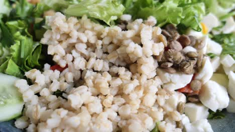 barley salad with lentils and vegetables