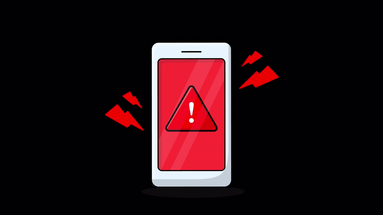 Animated Smartphone Displaying Warning Error Message