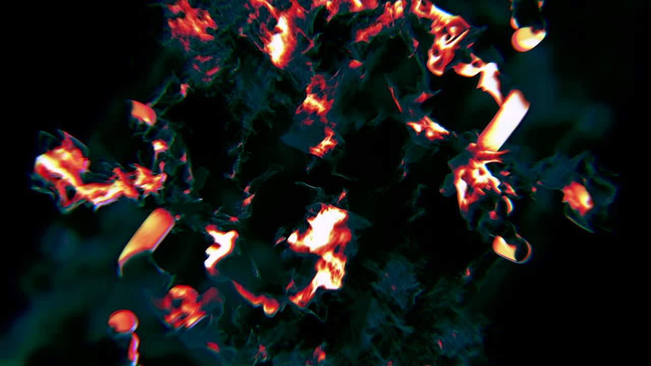 las partículas infernales, animación 3d, bucle