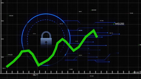 animación de la línea verde y procesamiento de datos sobre el icono de paldock
