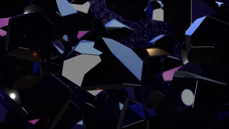 gemas giratorias púrpuras oscuras partículas de cristales diamantes bordes brillantes fondo de bucle sin costuras