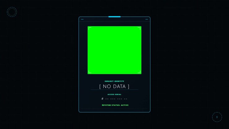 Futuristic Digital Interface Displaying No Data With Green Screen