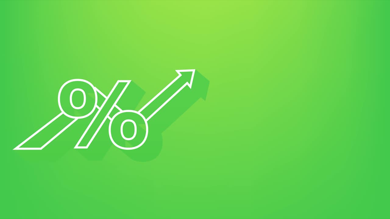 porcentaje con flecha arriba y abajo. banca, crédito, tasa de interés. gráfico de movimiento