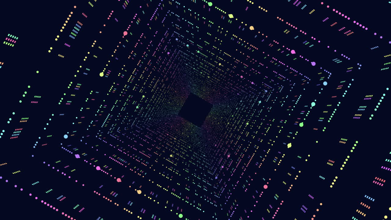 levendige digitale kunstwerken oneindige tunnel van kleurrijke punten