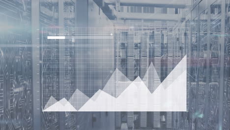 animación del procesamiento de datos a través de servidores informáticos