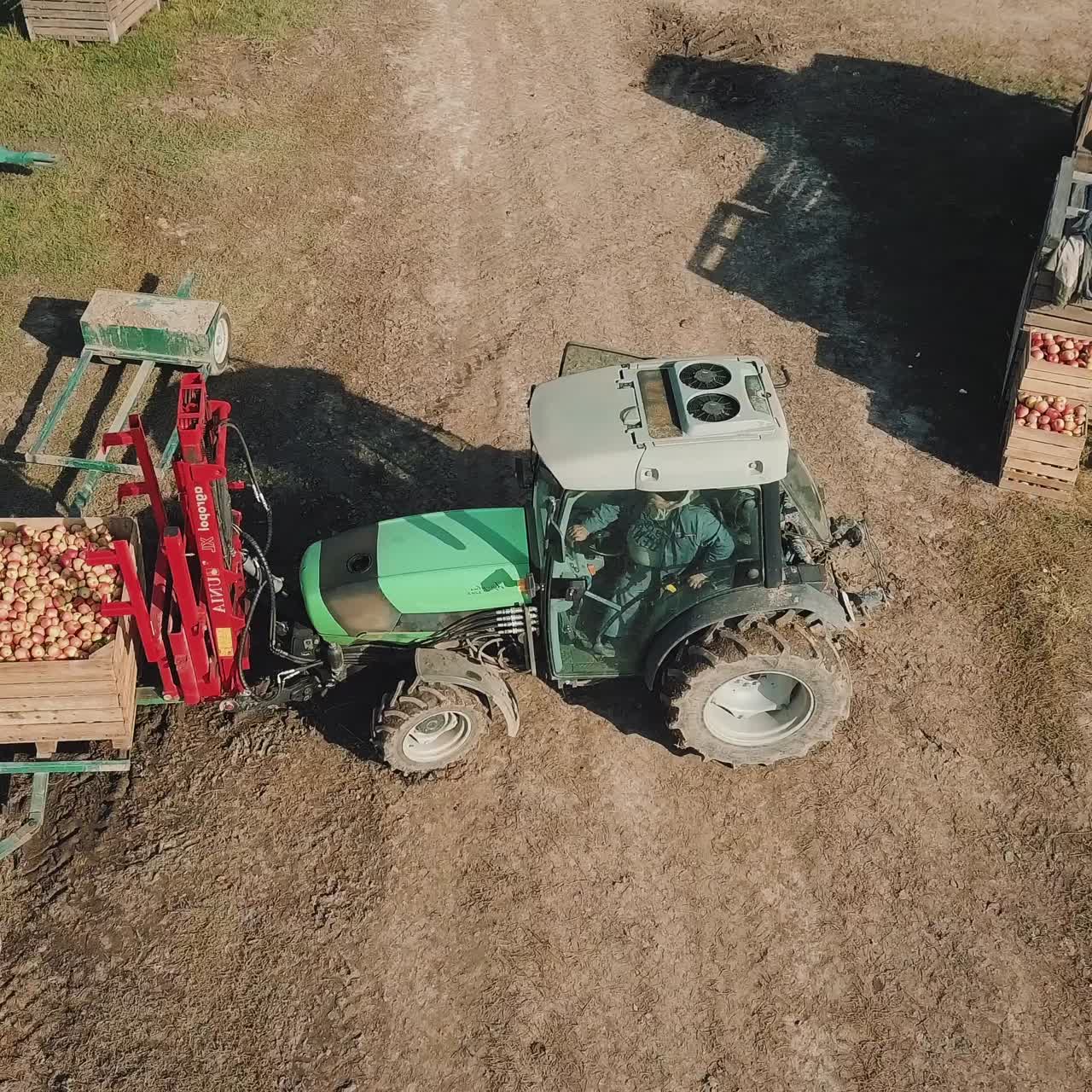 Tractor works in a fields