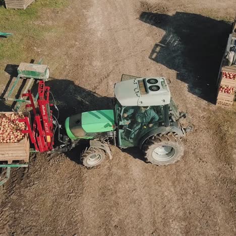 tractor works in a fields