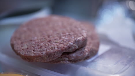 raw hamburger patties