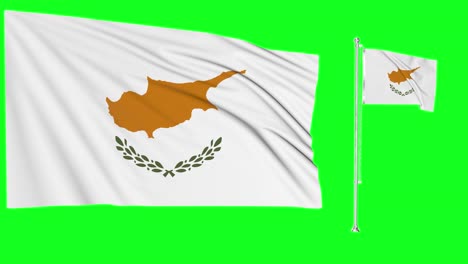 Greenscreen-Schwenkt-Zypern-Flagge-Oder-Fahnenmast