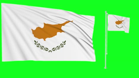 green screen waving cyprus flag or flagpole