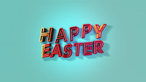 modern red happy easter text on blue gradient