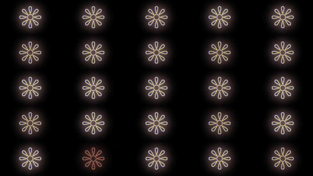 patrón de flores de verano amarillo con luz de neón