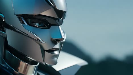 close up portrait of a futuristic robot head