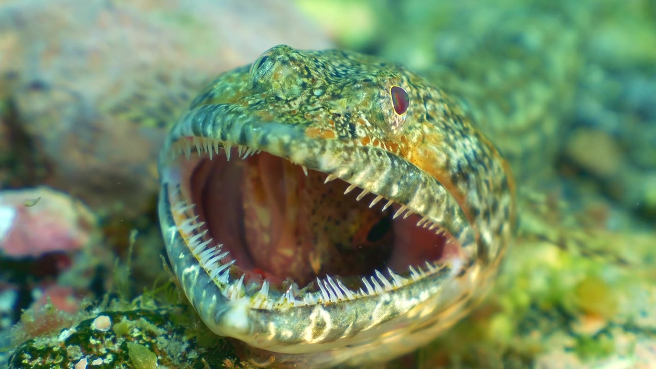 Predator behavior as a sharp-toothed Synodus synodus consumes prey