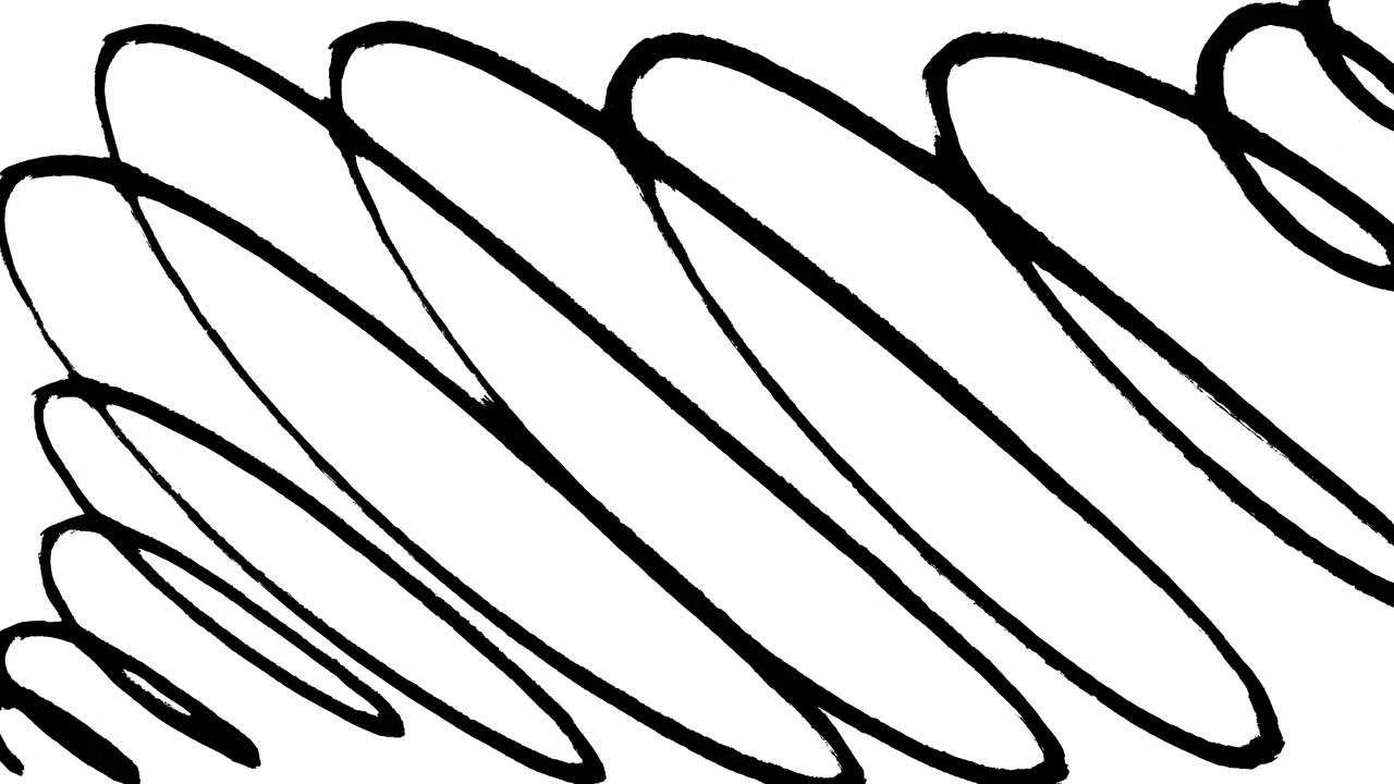 Linee nere scarabocchiate animate disegnate a mano su sfondo bianco