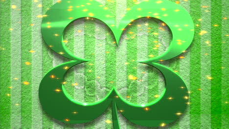 green shamrock with fly gold glitters on striped pattern