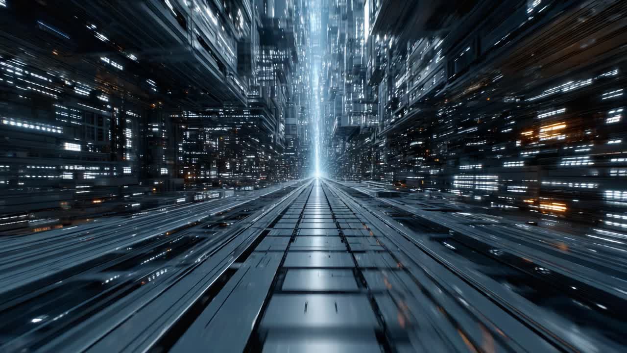 Journey Through a Futuristic Cityscape: A Stunning Visual Experience of a Dynamic Urban Environment with Impressive Architecture and Vibrant Digital Elements