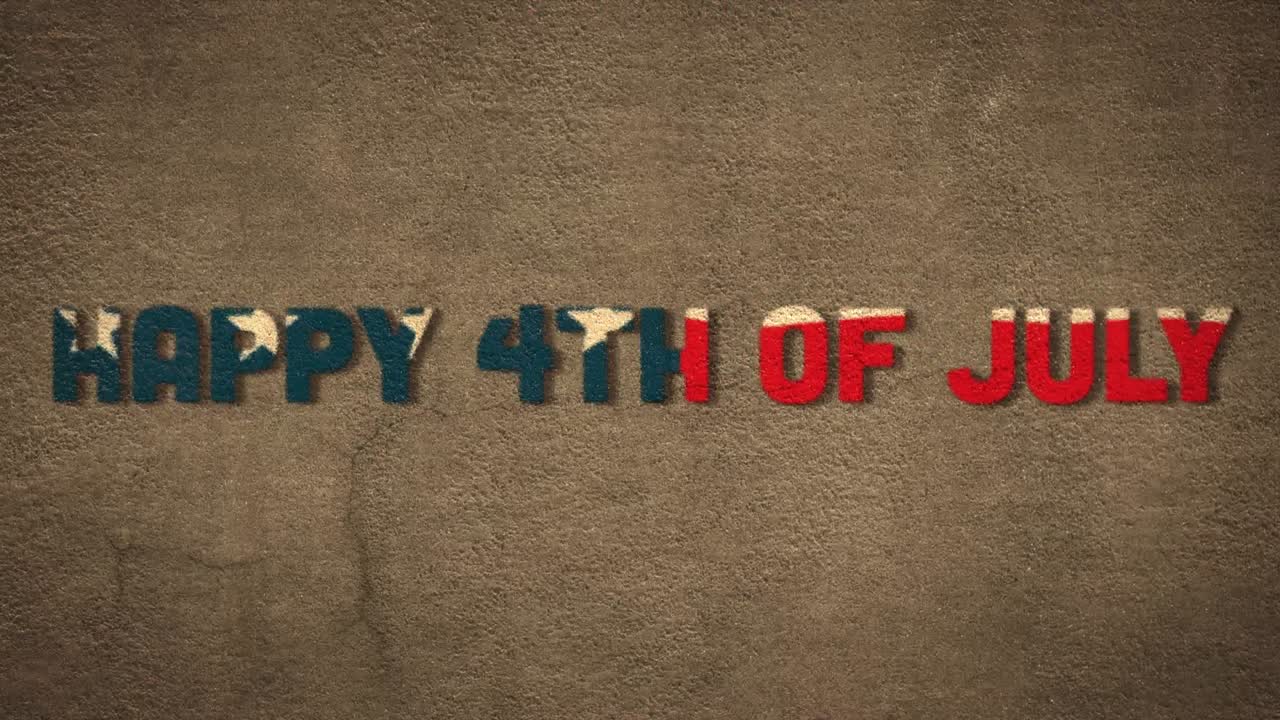 Animazione del testo "Independence Day" sulla bandiera americana.