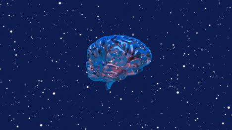 Animación-Del-Modelo-De-Cerebro-Giratorio-Sobre-El-Cielo-Estrellado