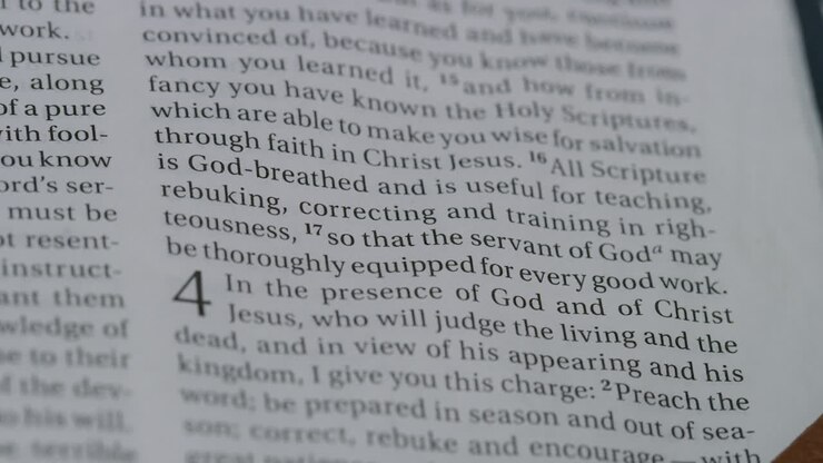 close up of Holy Bible Scripture Word of God Christian Bible