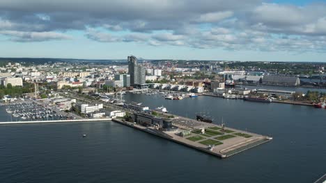beautiful aerial panorama of gdynia, polish seaside cityscape