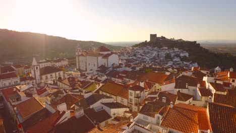 aerial view of a charming portuguese village at sunrise/sunset