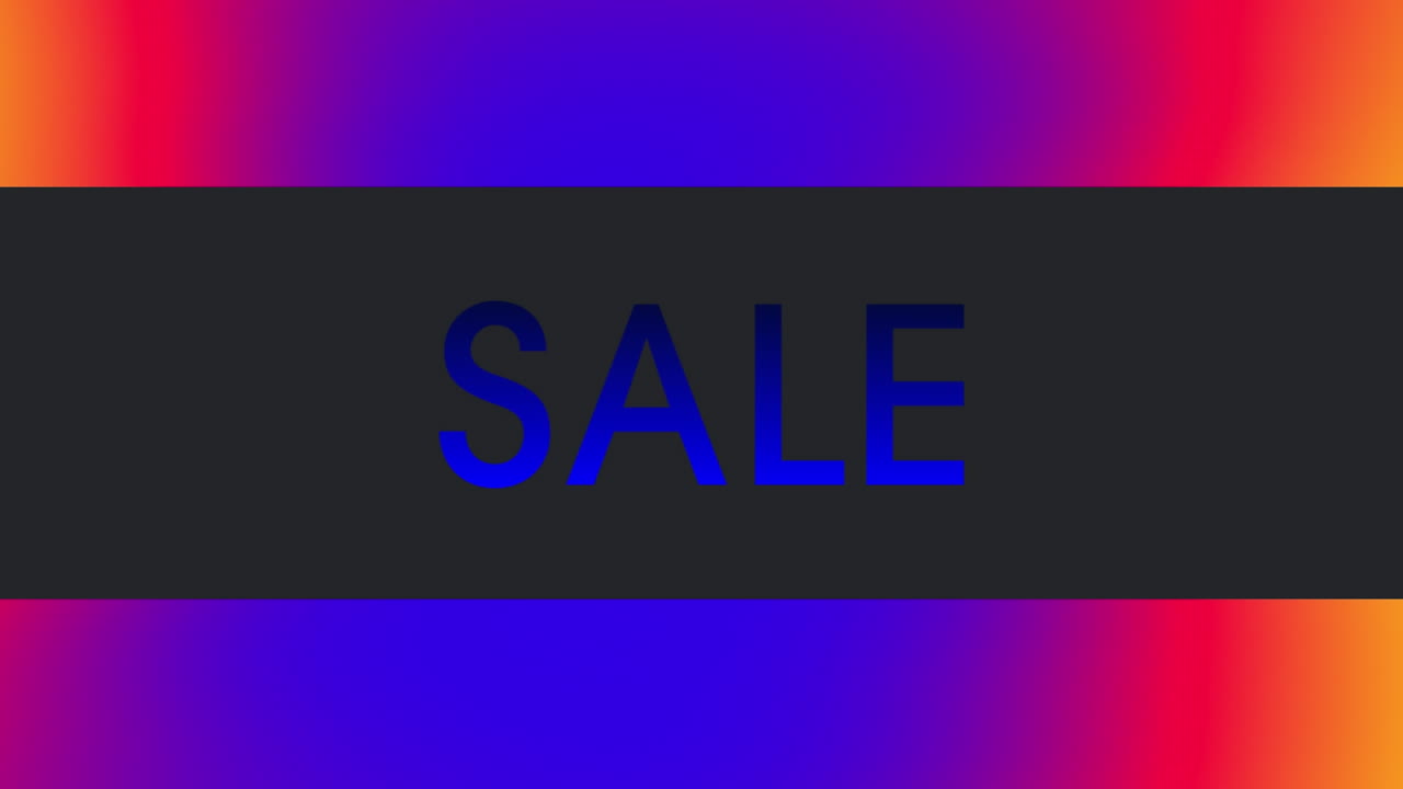 Animation of sale text on red and blue background