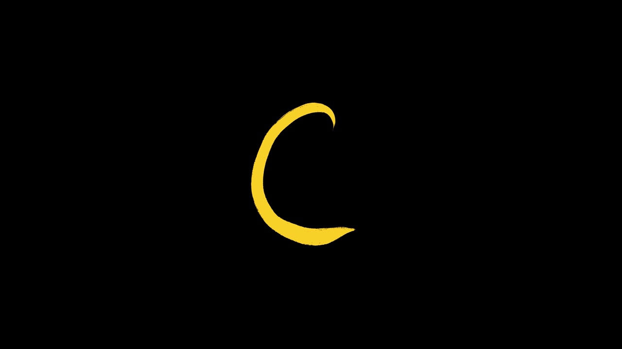 Animated Yellow Crescent Moon Shape on Black Background