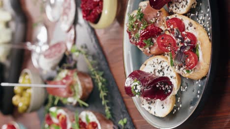 delicious charcuterie board with wine and appetizers