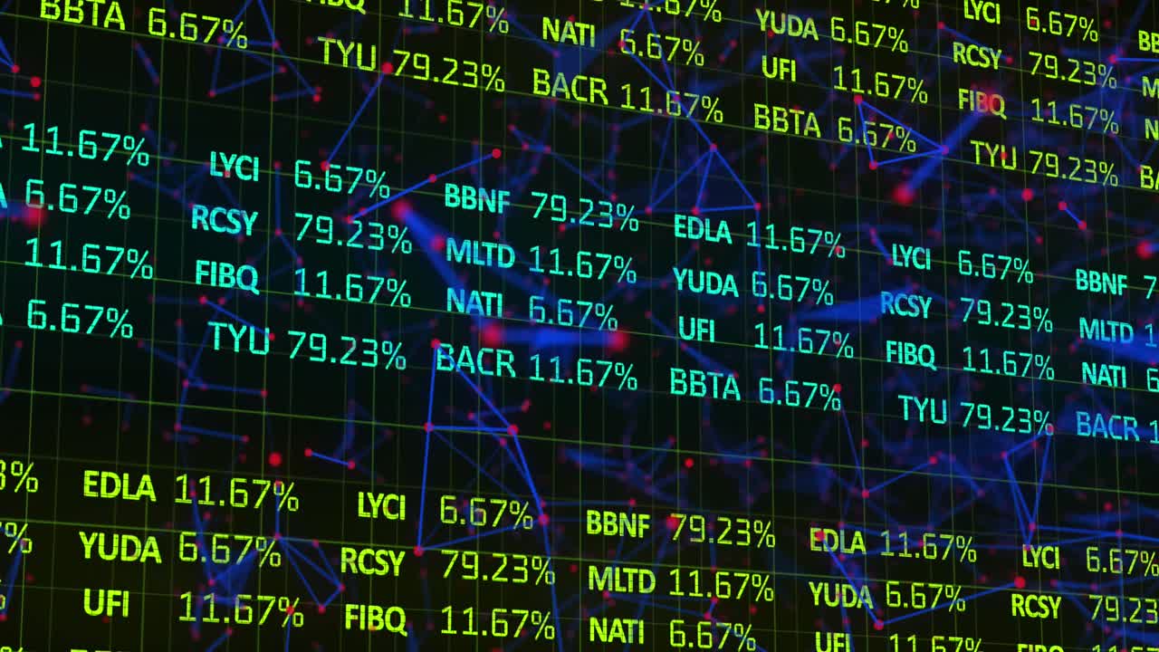 animación del procesamiento de datos financieros a través de conexiones