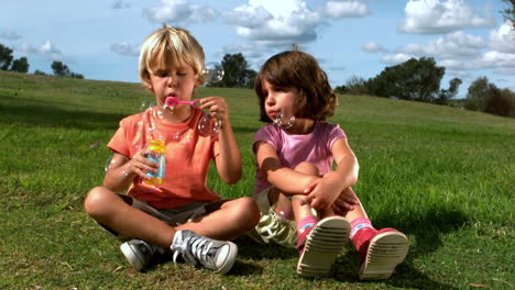 Two-children-blowing-bubbles