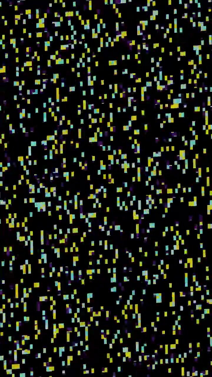 Effetto glitch digitale astratto con pixel colorati fluttuanti