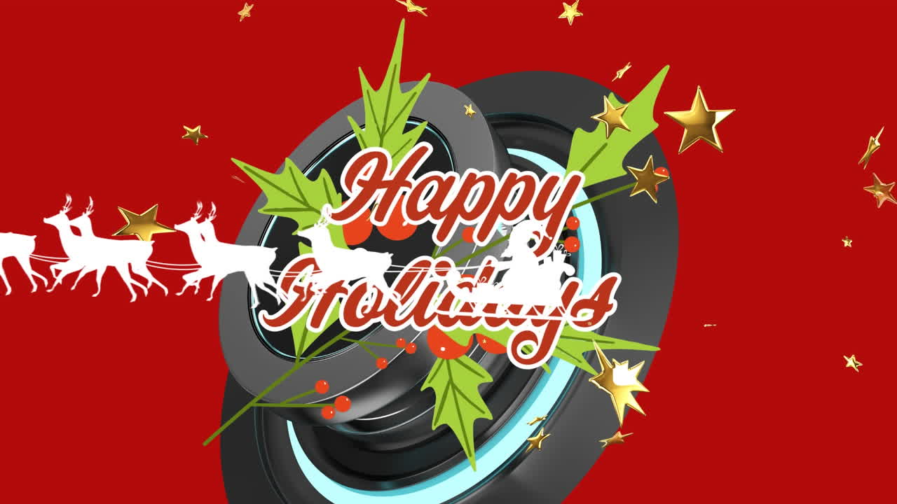 녹색 스크린 배경에 사에 의해 당기는 매에 있는 산타클로스의 애니메이션