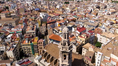 aerial view over valencia city in a beautiful summer day in spain - drone shot