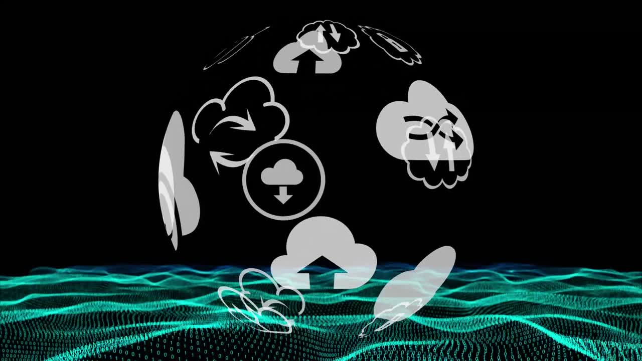 diferentes iconos de nubes y gráficos