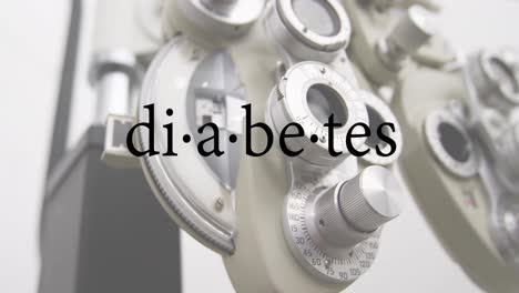 animation of diabetes text over dials of medical equipment on white background