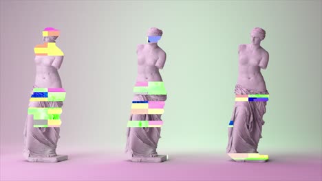 estatuas de venus de milo con arte moderno y colores pastel